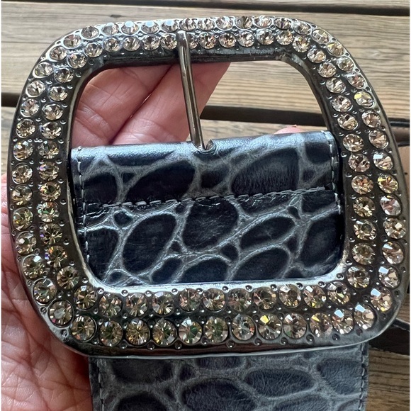 Leatherock‎ with Swarovski Crystal Croc Embossed Leather Belt 36 M-L - Picture 2 of 10